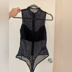 Alice + Olivia Black Sheer Bodysuit
